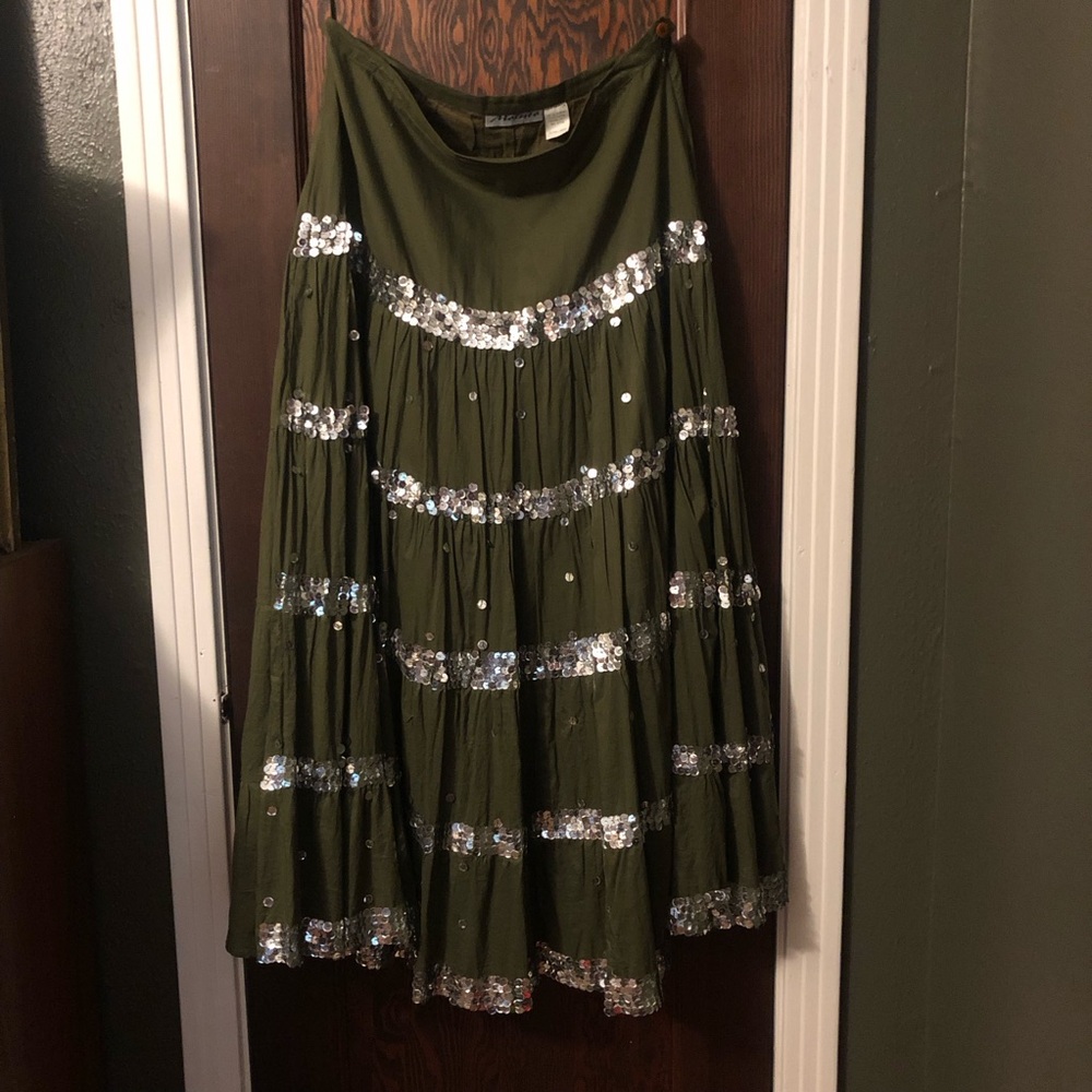 Vintage Sequin Green Circle Skirt